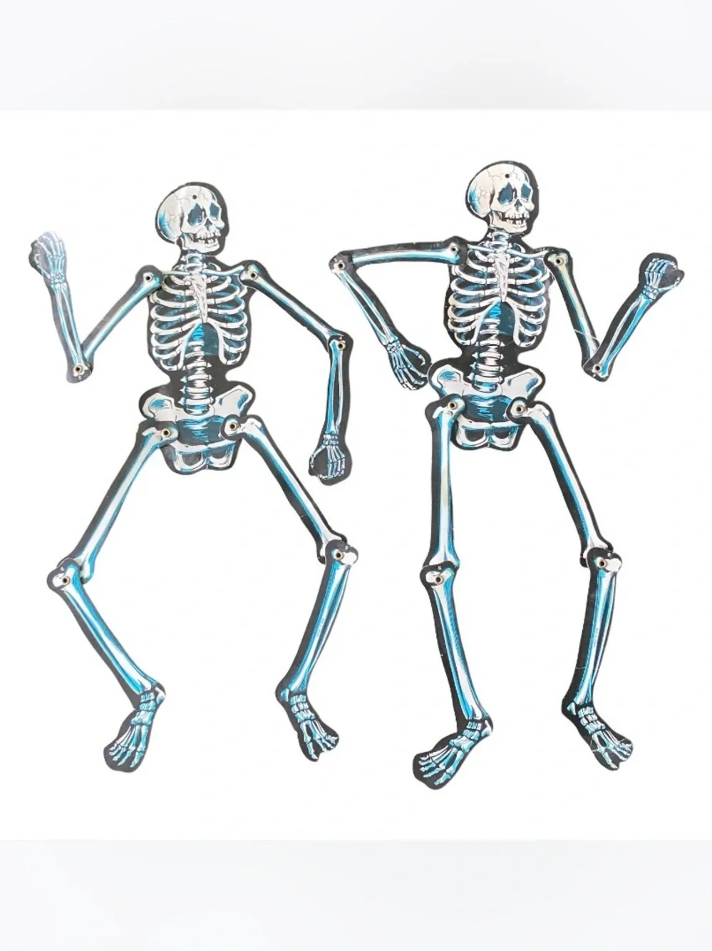 Vintage 80s Halloween Skeletons Die Cut Cardboard Jointed Articulated 22